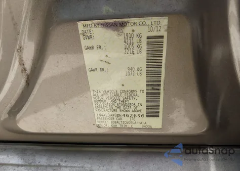 2013 Nissan Altima 2.5 Sv z USA, uszkodzony, nr VIN 1N4AL3AP3DN462656